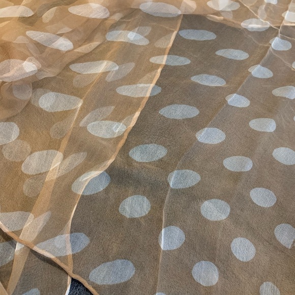 100% Silk Beige Polka Dot Scarf Head Neck - Picture 3 of 5